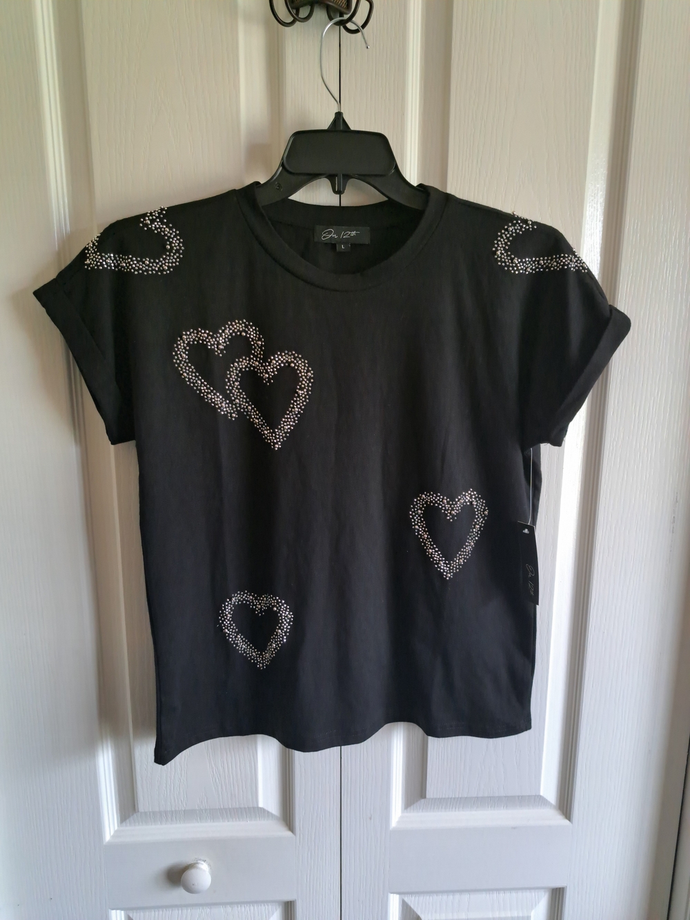 Black Heart Stud Short Sleeve Tee